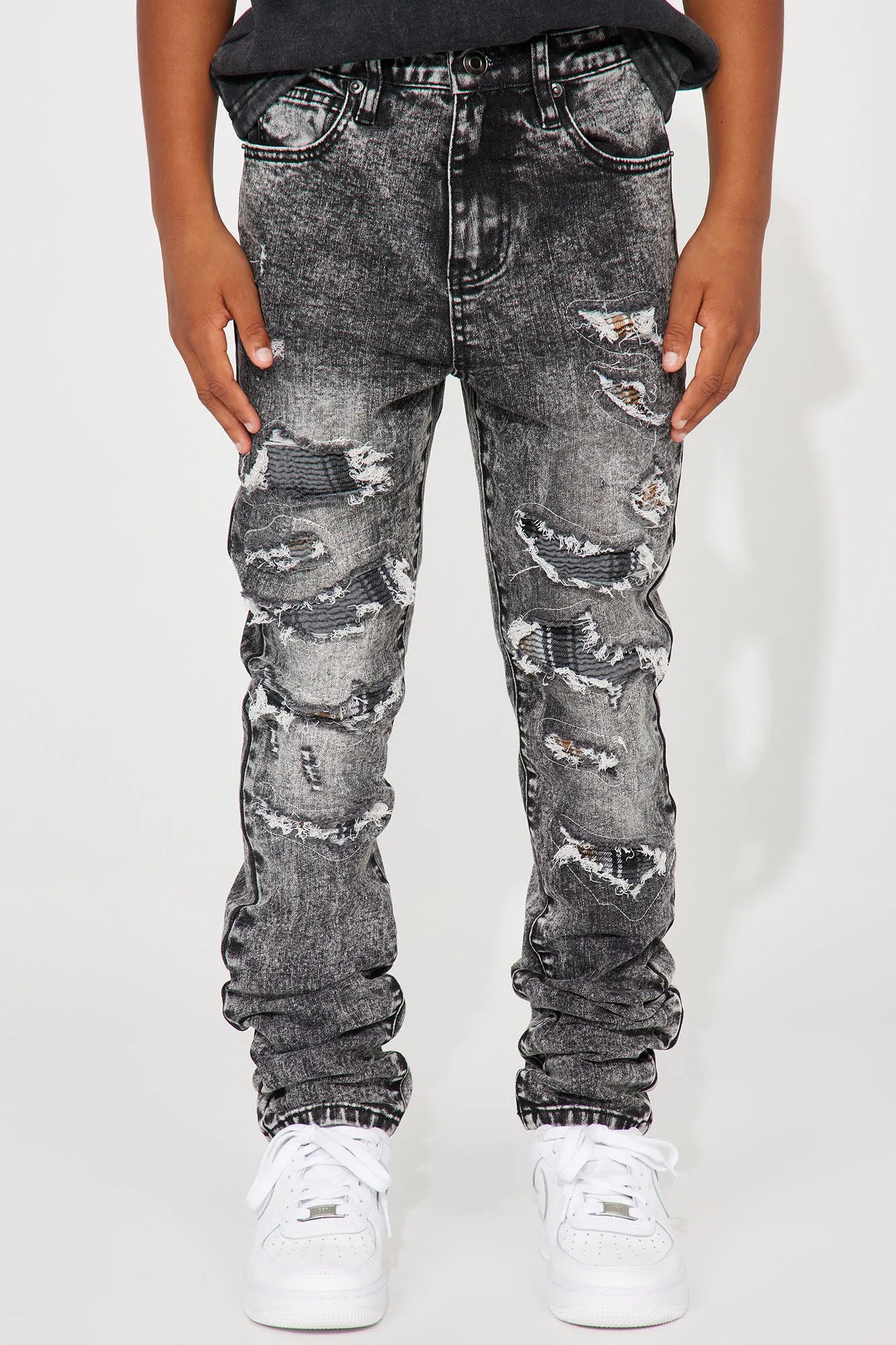 Mini Can't Stop The Distress Skinny Jean - Black Wash