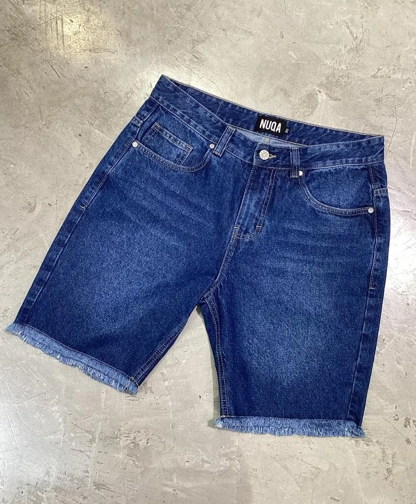 Regular Fit Denim Short - Azul