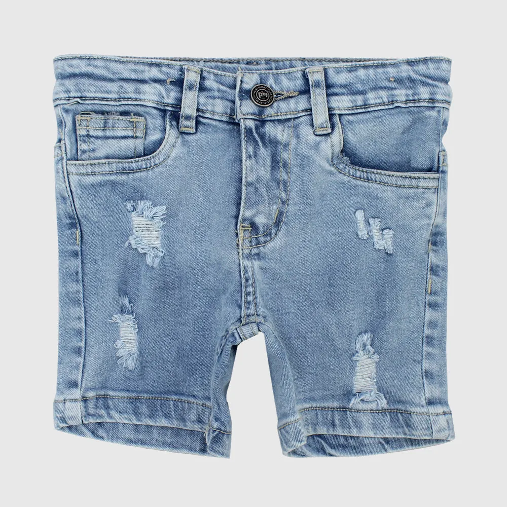 Ripped Light Blue Jean Shorts