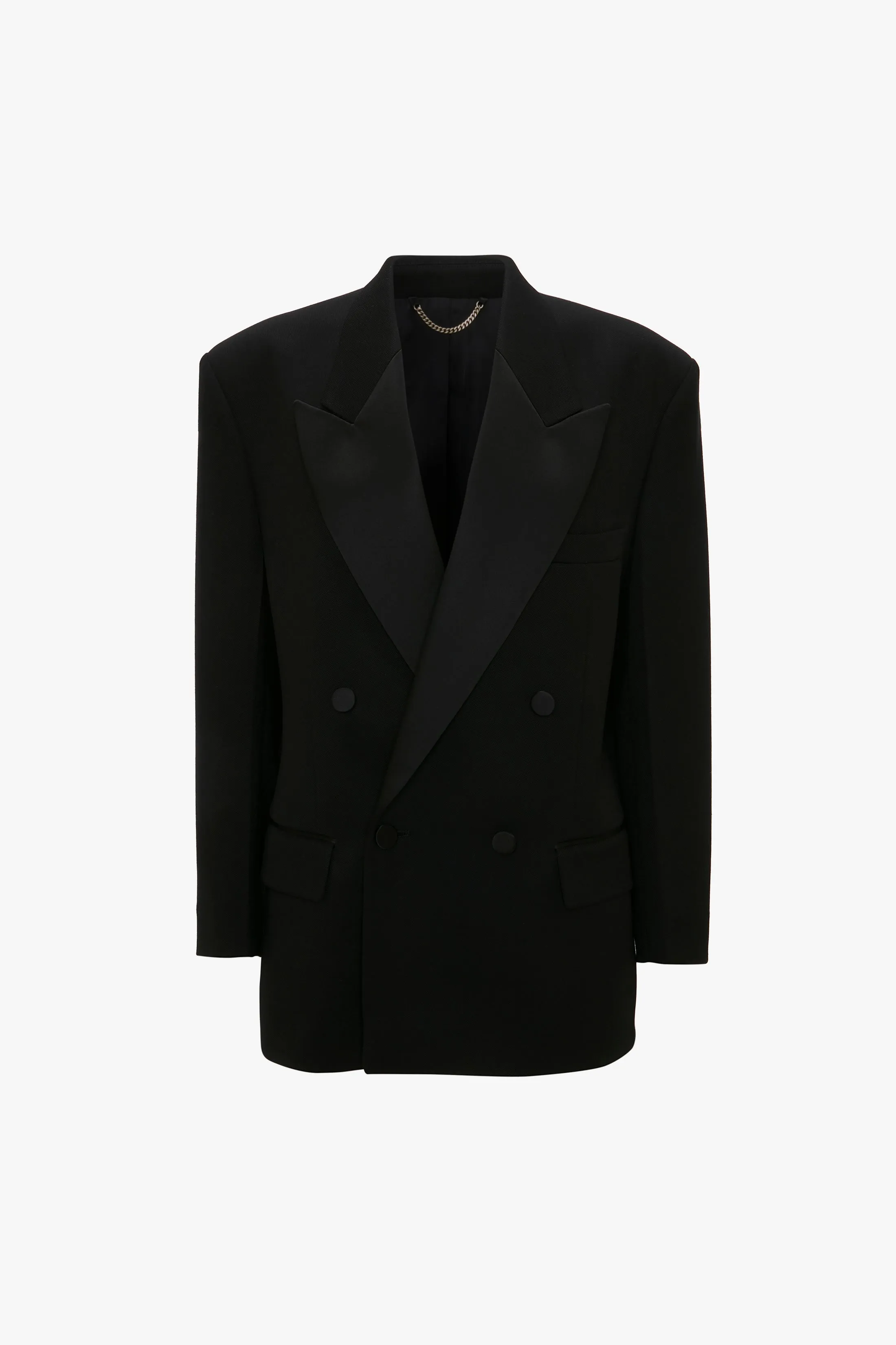 Satin Lapel Tuxedo Jacket in Black