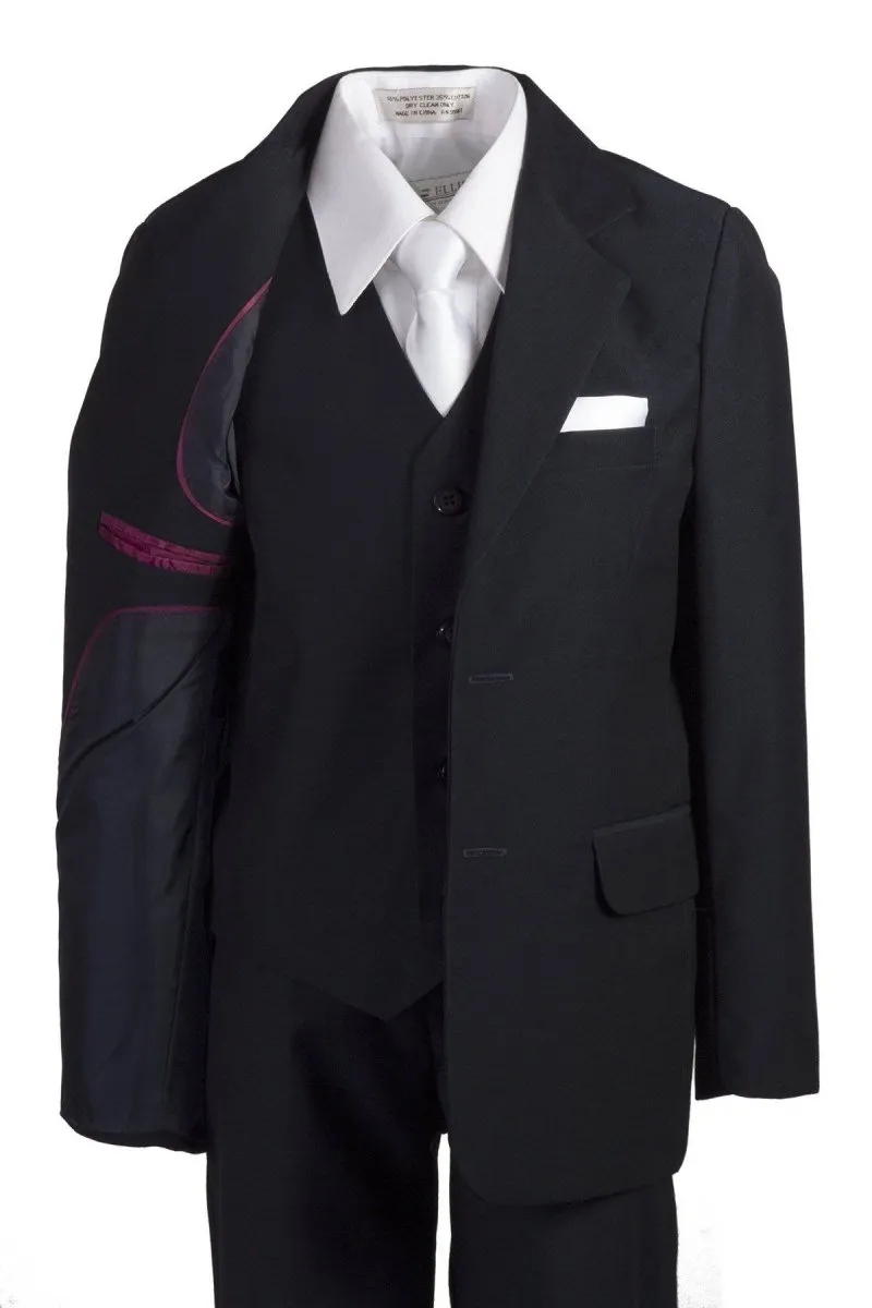 Slim Fit Five Piece Communion Suit With White Tie & Hankie