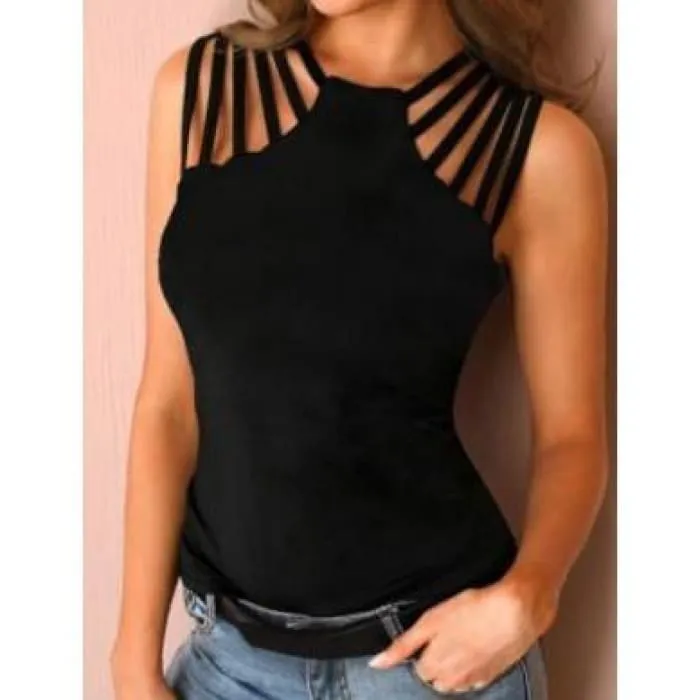 Strappy Neckline Sleeveless Top