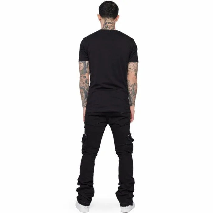 Valabasas Drake Denim Stacked Flare Jean (Black) VLBS2347