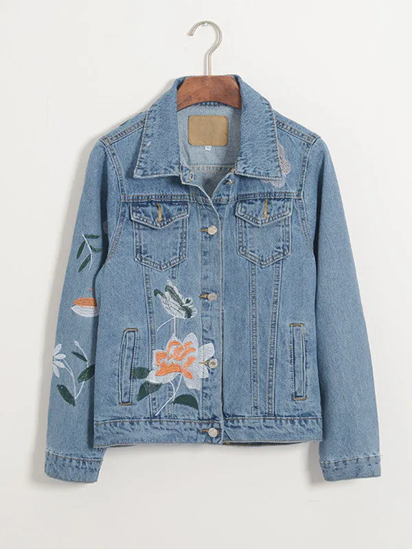 Vintage Embroidered Denim Jean Jacket