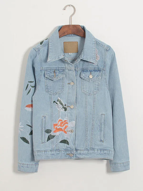 Vintage Embroidered Denim Jean Jacket