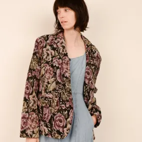 Vintage Floral Brocade Oversized Jacket (S)