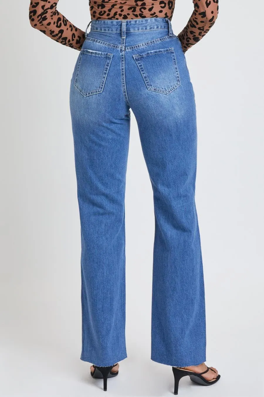 Women's Dream  Wide Leg Jeans With Raw Edge-Sale