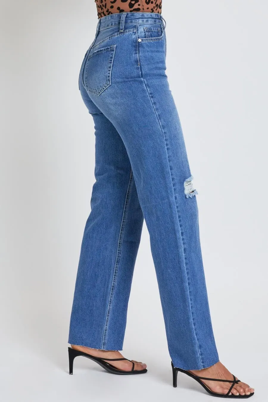 Women's Dream  Wide Leg Jeans With Raw Edge-Sale