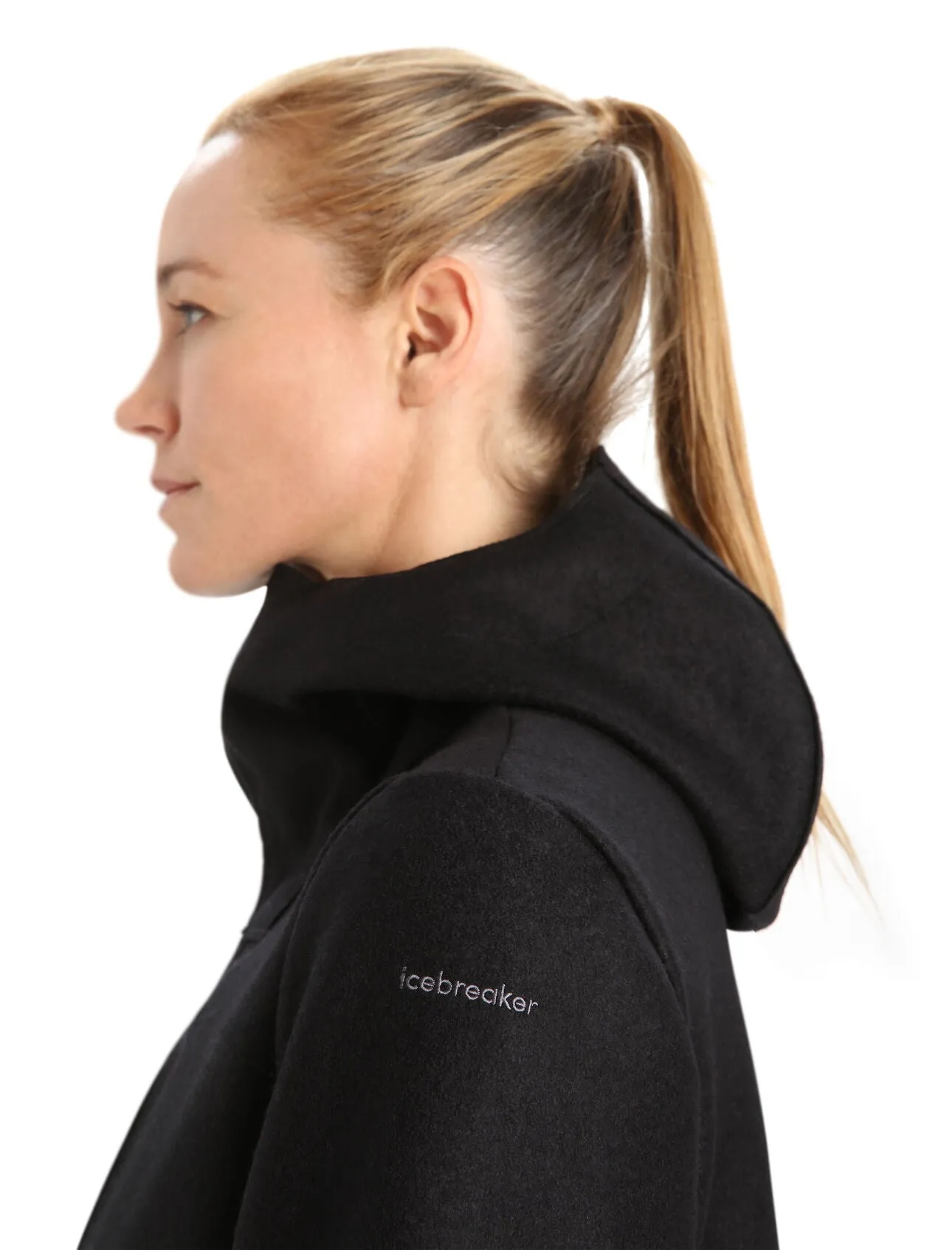 Womens Felted Merino Hooded Jacket - Black