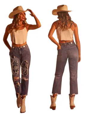 Women's Rock & Roll Denim Straight Cropped High Rise