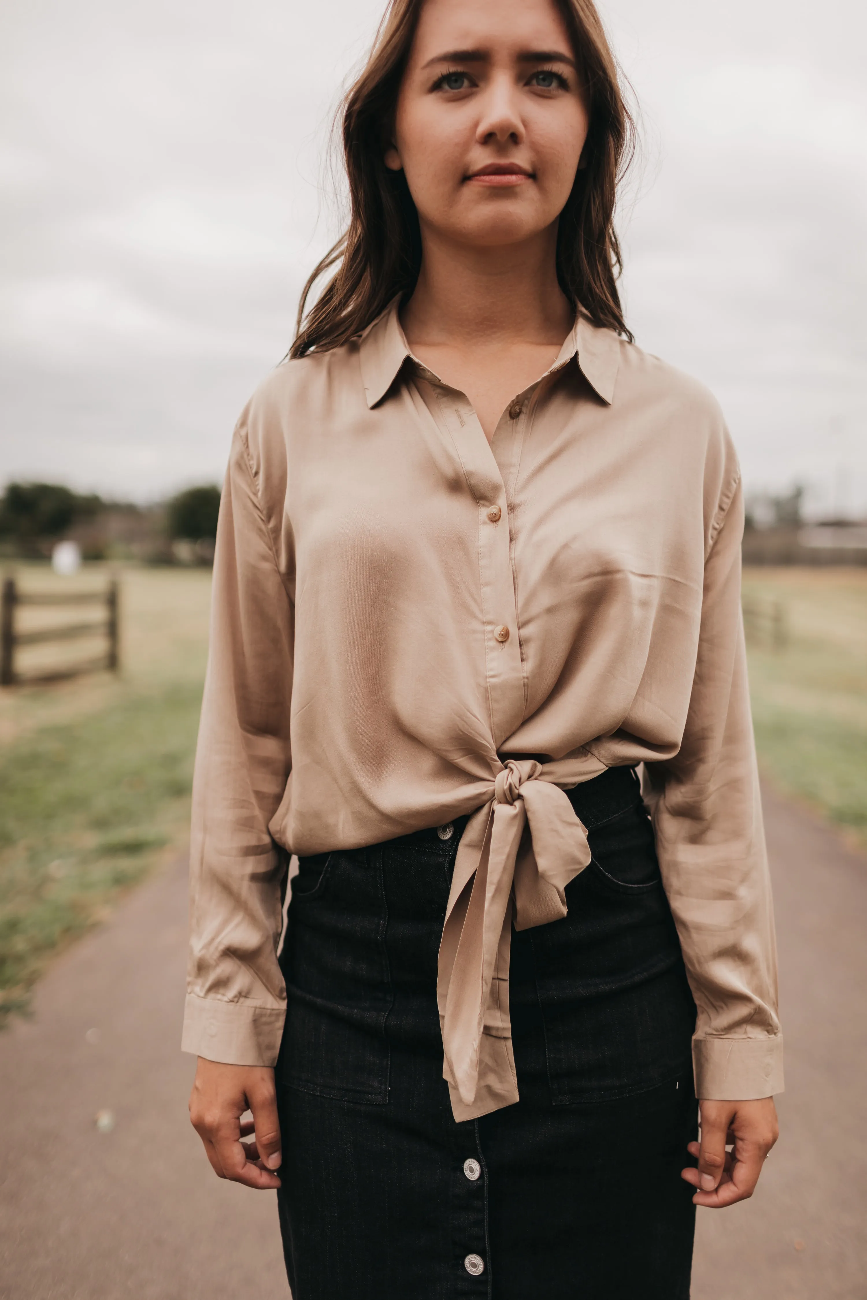 Zoe Denim Skirt Below Knee Length BLACK